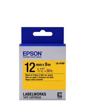 4YBP 12MM BLACK ON YELLOW TAPE 