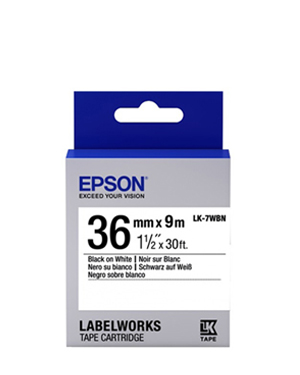 EPSON LK-7WBN-36MM BLACK ON WHITE TAPE 