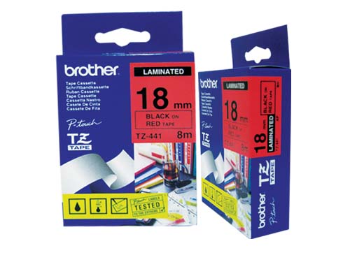 BROTHER LAMINATED TAPE 18MM.FOR PT-1650/ 1830/2300   (BLACK/RED)